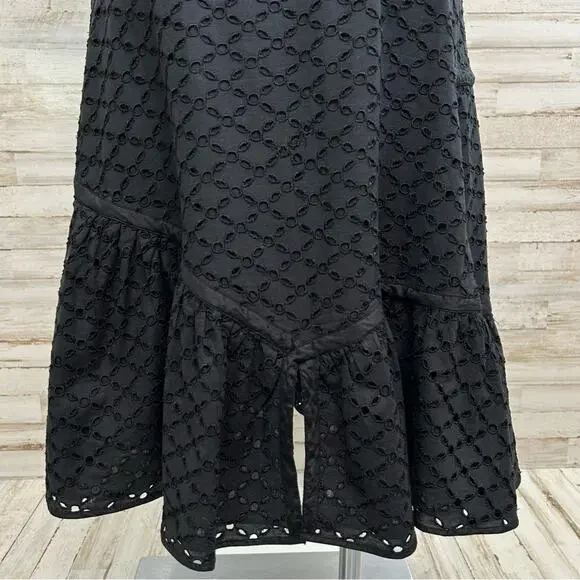 Maxmara Weekend Eyelet Broderie-Anglaise Ruffle Asymmetric Skirt Size M Black - Picture 10 of 14